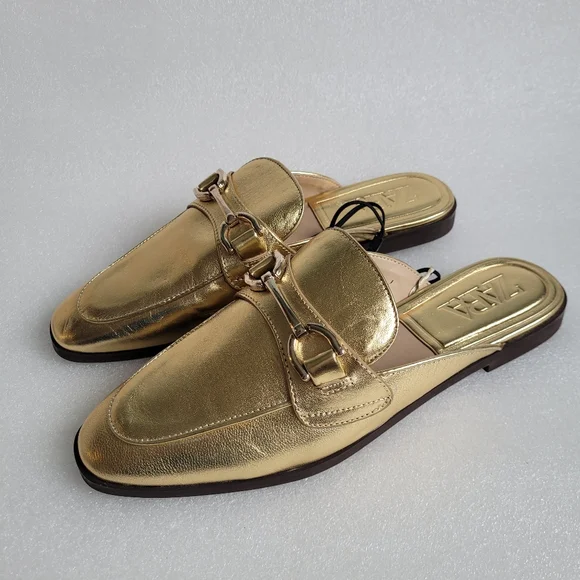 Zara Gold Loafers - Picture 3 of 11
